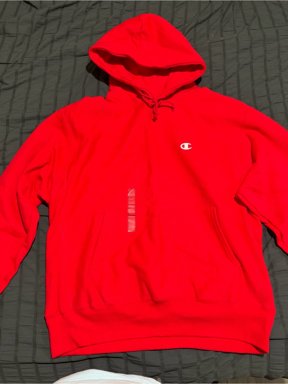 Champion Bright Red Men's Pullover Hoodie with Small Logo